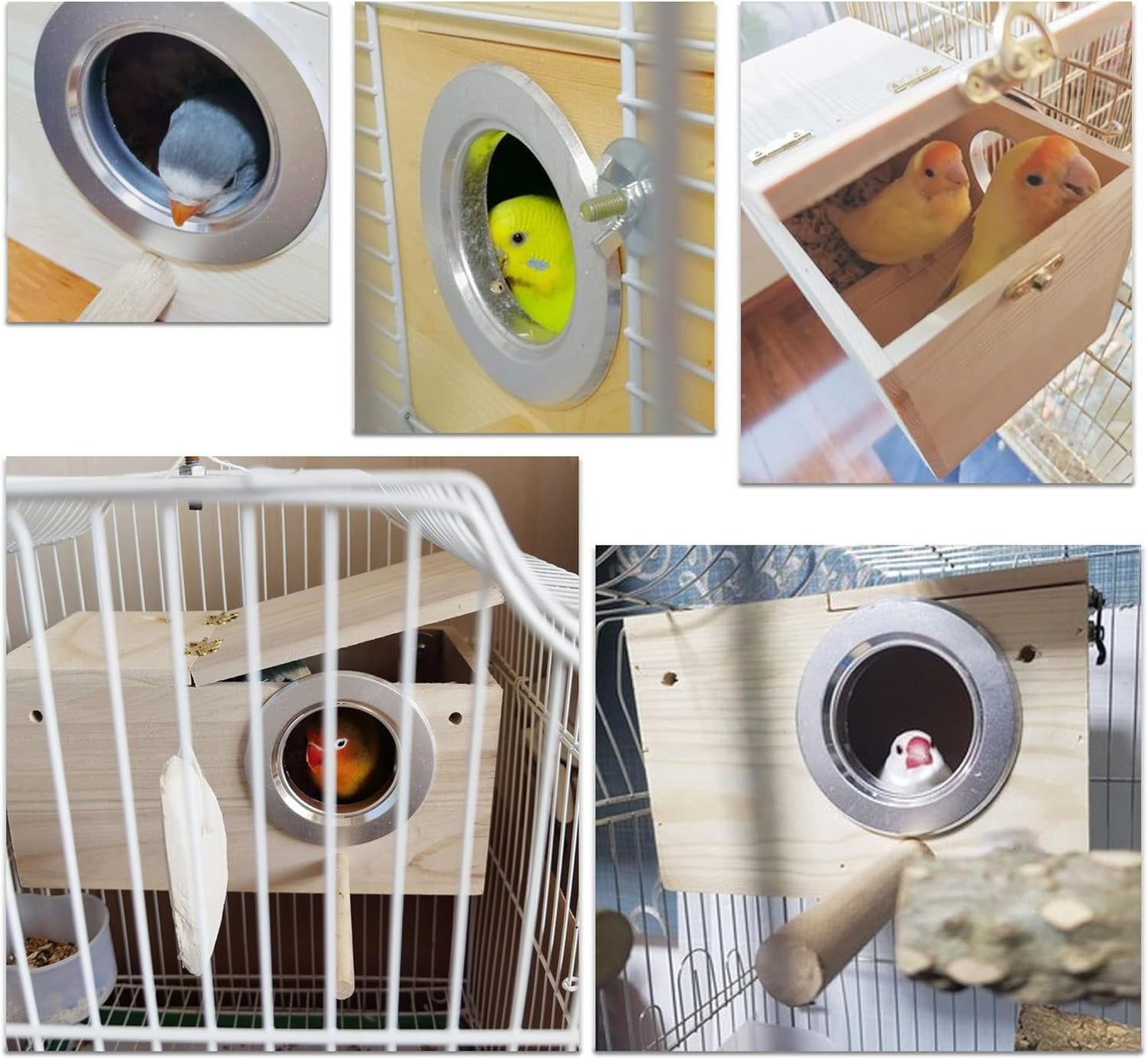 Wooden Bird Nesting Box for Parakeets, Lovebirds, and Finches with Perch - 7.8” x 4.7” x 4.7”