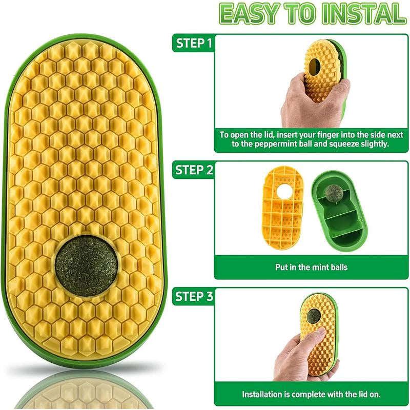 2-Pack Catnip Ball Toys for Indoor Cats-Stick-On Wall Toys for Licking, Massaging & Self-Grooming