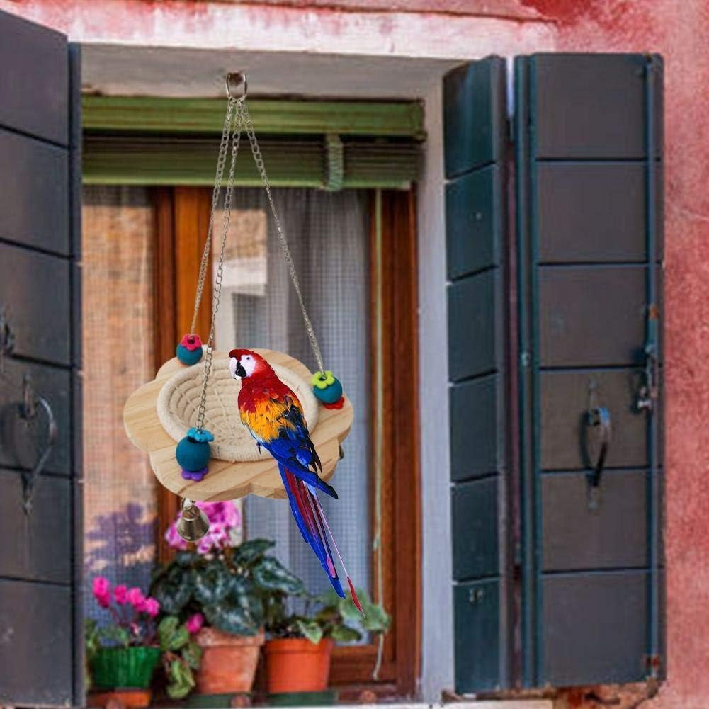 Handmade Cotton Bird Nest Swing Hammock Cage with Hemp Rope, Bells, and Colorful Chew Toy for Parakeets, Cockatiels, Conures, Lovebirds, and Finches
