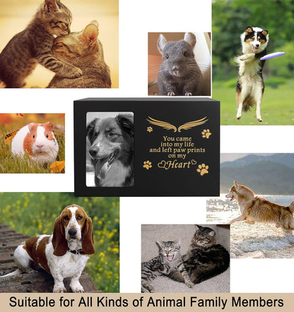 Premium Pet Urns for Dogs and Cats - Elegant Keepsake Box with Photo Frame, Large Wooden Cremation Urn (170 Cubic Inches)